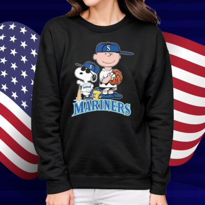 Snoopy Woodstock And Charlie Brown Seattle Mariners X The Peanuts T-Shirt