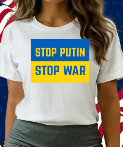 Stop Putin, Stop War, Support Ukraine Blue & Yellow T-Shirt