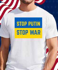 Stop Putin, Stop War, Support Ukraine Blue & Yellow T-Shirt