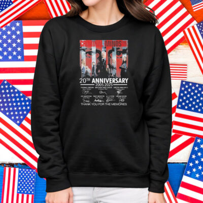 Official Criminal Minds 20th Anniversary 2005 2025 Thank You For The Memories Signatures Shirt