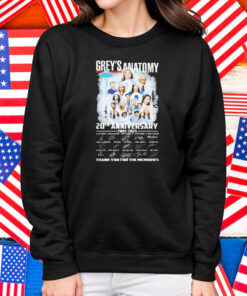 Official Grey’s Anatomy 20th Anniversary 2005 2025 Thank You For The Memories Signatures Shirt