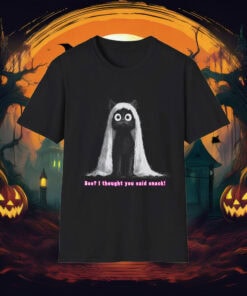 Boo I Thought You Said Snack, Funny Black Cat Ghost T-Shirt