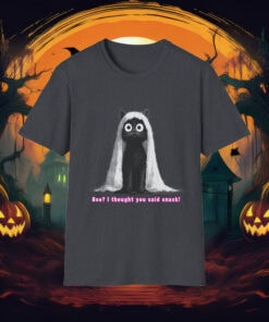 Boo I Thought You Said Snack, Funny Black Cat Ghost T-Shirt