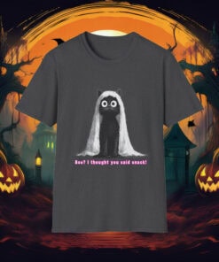 Boo I Thought You Said Snack, Funny Black Cat Ghost T-Shirt