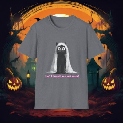 Boo I Thought You Said Snack, Funny Black Cat Ghost T-Shirt 