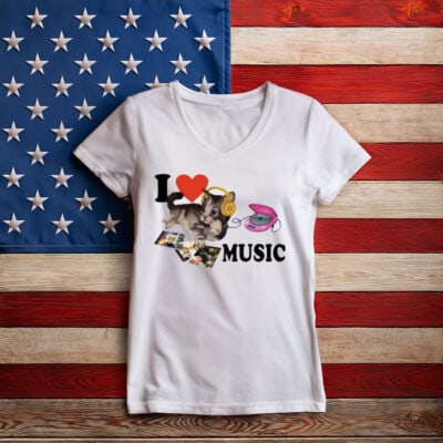 Camiseta I Love Music Cat 2 T-Shirt 