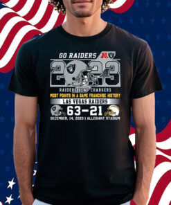 Go Raiders Most Points In A Game Franchise History Las Vegas Raider 63 – 21 Los Angeles Chargers Shirt