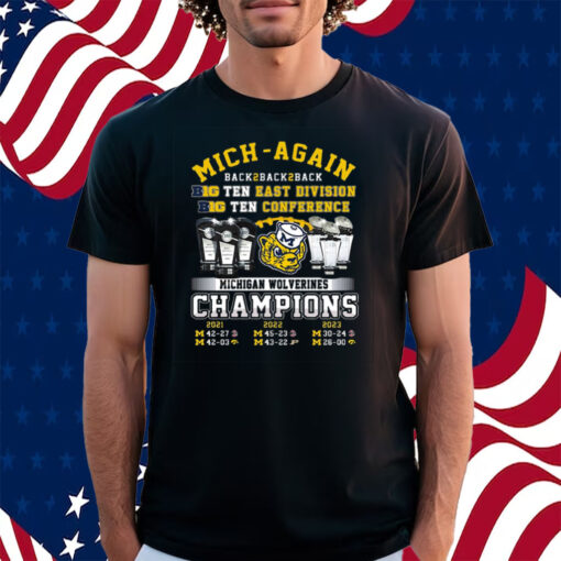 Mich-Again Back To Back To Back Big Ten East Division Michigan Wolverines Shirt