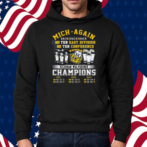 Mich-Again Back To Back To Back Big Ten East Division Michigan Wolverines Shirt Hoodie