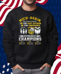 Mich-Again Back To Back To Back Big Ten East Division Michigan Wolverines Shirt Sweatshirt