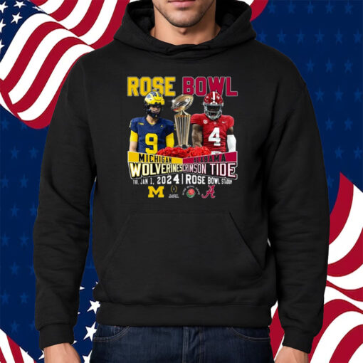 Rose Bowl Michigan Wolverines Vs Alabama Crimson Tide Thu Jan 1 2024 Rose Bowl Stadium Shirt Hoodie